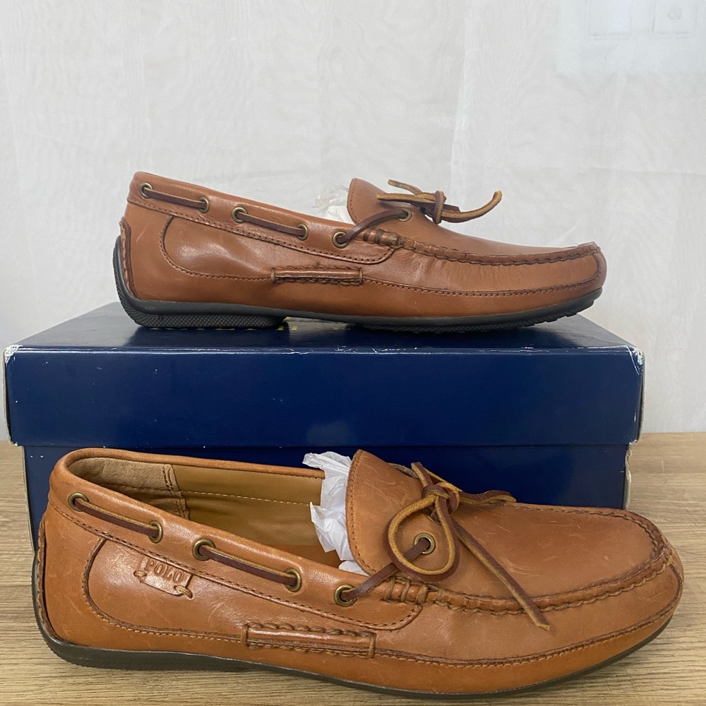 Polo Ralph Lauren Roberts Brown Leather Driver Men's Shoes Sz 8D